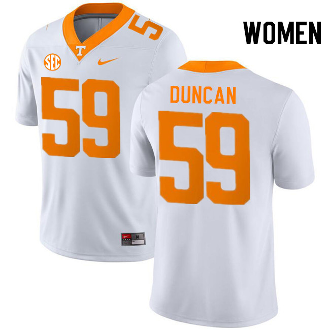 Women #59 Cody Duncan Tennessee Volunteers College Football Jerseys Stitched-White